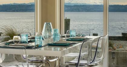 180 feet of low bank waterfront! Seclusion with incredible views of Mt Rainier