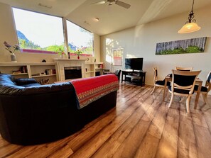 Smart TV, DVD player, books, music library