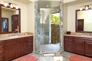 Bathtub, hair dryer, towels, soap