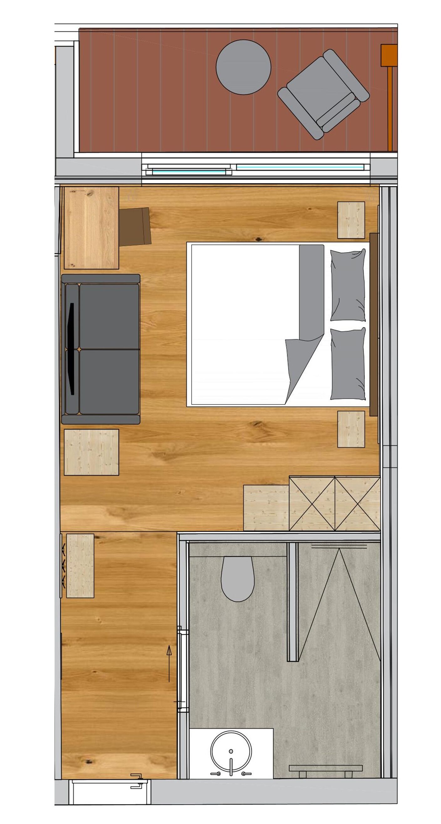 double room, 1 bedroom, balcony, mountainside | floor plan