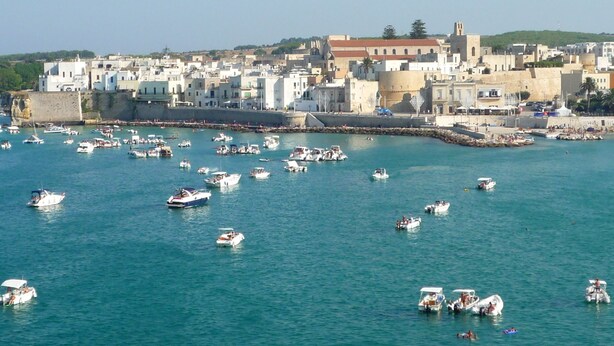 Un pueblo costero con numerosos barcos amarrados a lo largo de la orilla.