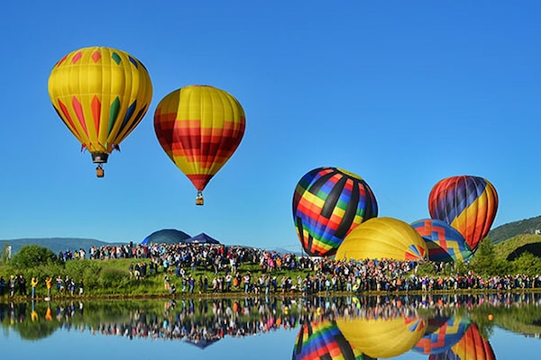 Hot air balloon rodeo in mid-July
