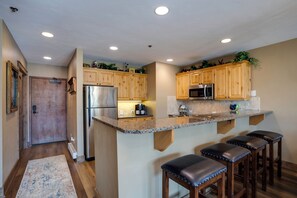 Fridge, microwave, oven, stovetop - ALL AMENITIES, OWNER RENTS<250 YDS TO MTN!  2BED/2BTH,  HTD HT/POOL, WIFI (Steamboat Springs)
