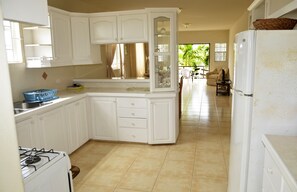Fridge, microwave, oven, stovetop - Spacious cool and breezy Apartments with a captured ocean view and the country (Saint Philip)