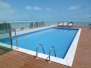 Outdoor pool, pool loungers