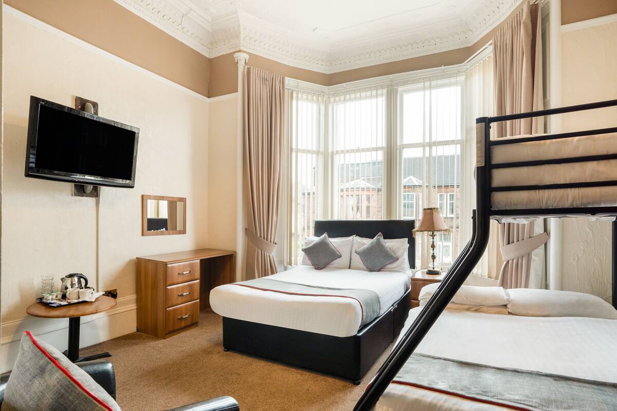Desk, iron/ironing board, free cots/infant beds, free WiFi