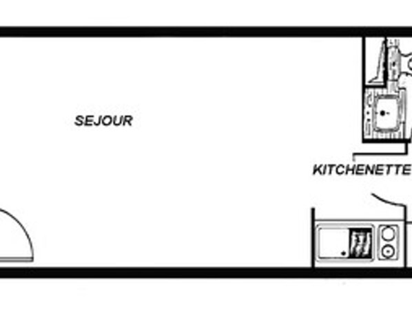 A kitchenette with a microwave and stove, and a sink.