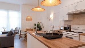 City Apartment, 2 Bedrooms | Private kitchen | Coffee/tea maker, fridge, microwave, stovetop