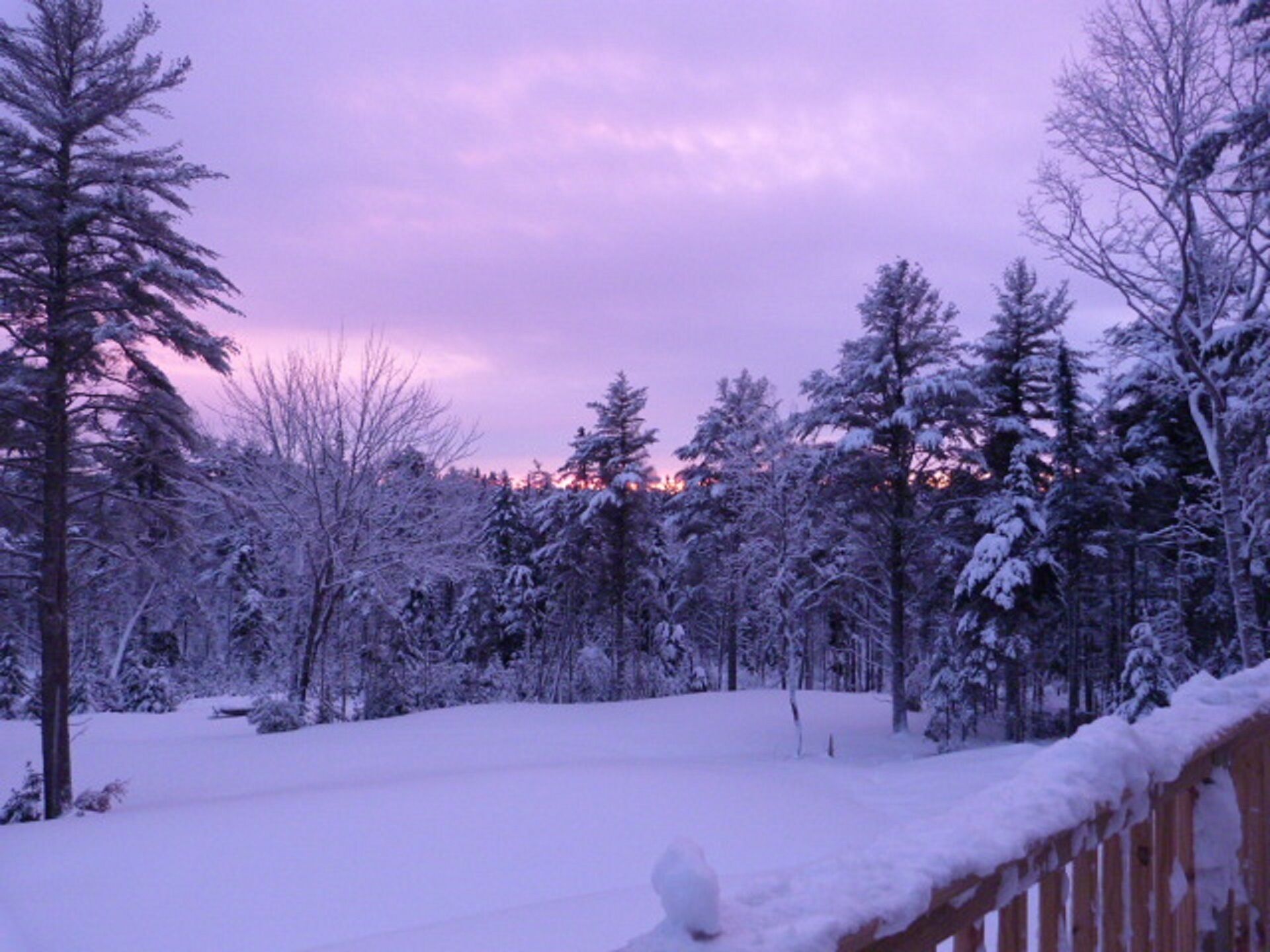 A purple sunset view from deck