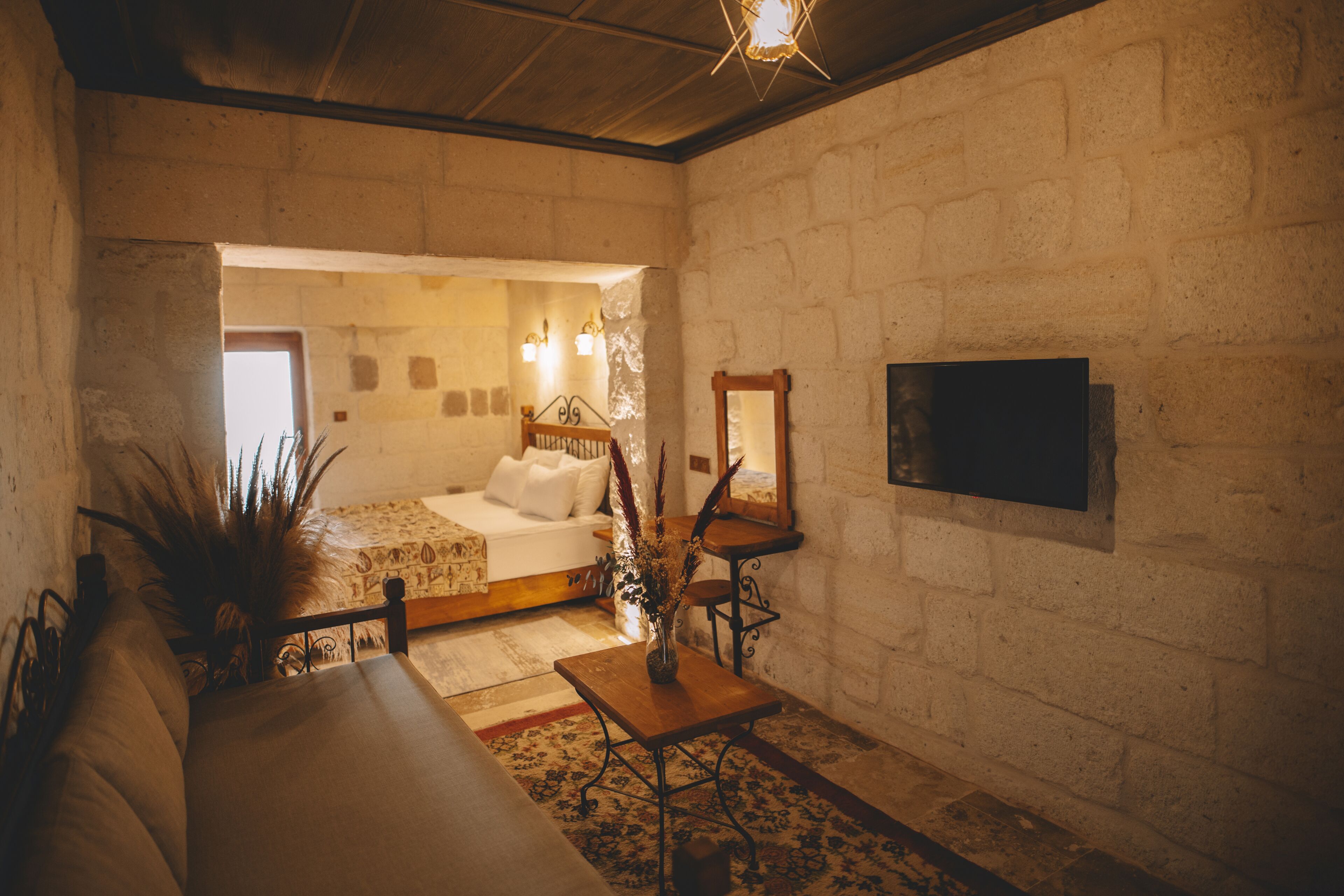 classic studio suite | living area | 61-inch led tv with satellite channels, tv