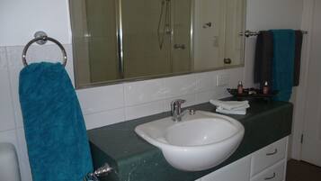 Hair dryer, towels