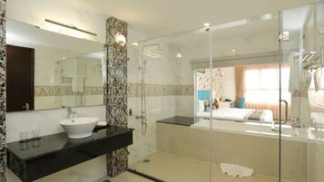 Free toiletries, hair dryer, slippers, towels