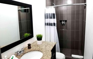 디럭스 아파트, 퀸사이즈침대 1개 | 욕실 | 샤워 시설, 무료 세면용품