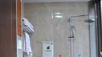 Shower, free toiletries, hair dryer, slippers