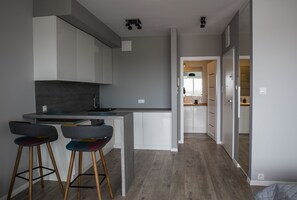 Studio Suite | Private kitchen | Fridge, microwave, oven, stovetop