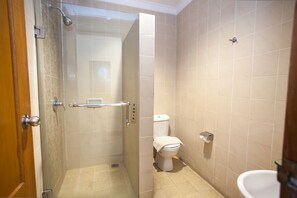 Douche, articles de toilette gratuits, serviettes fournies