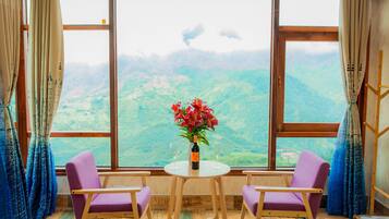 35-inch flat-screen TV with cable channels, TV