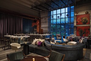 Garden views, serves lunch, dinner, and happy hour