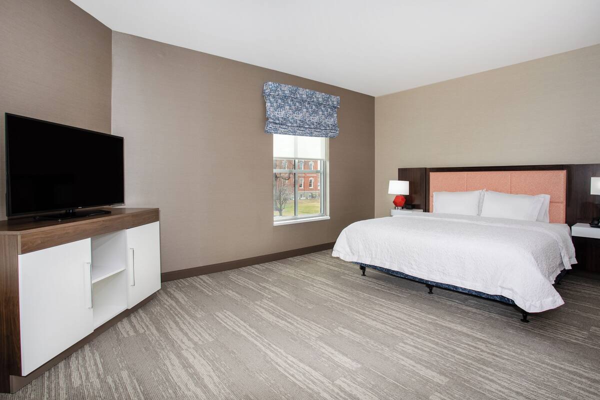 suite, 1 king bed, accessible (roll-in shower) | desk, laptop workspace, blackout curtains, iron/ironing board