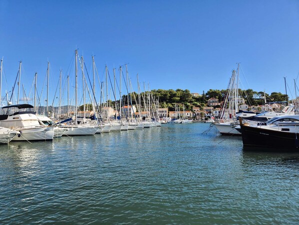 Un port de plaisance où sont amarrés de nombreux voiliers.