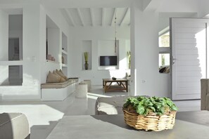 Deluxe Villa, Non Smoking, Private Pool | Living area | Flat-screen TV - Aelya (Paros)