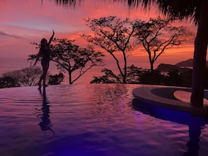 Outdoor pool, pool loungers