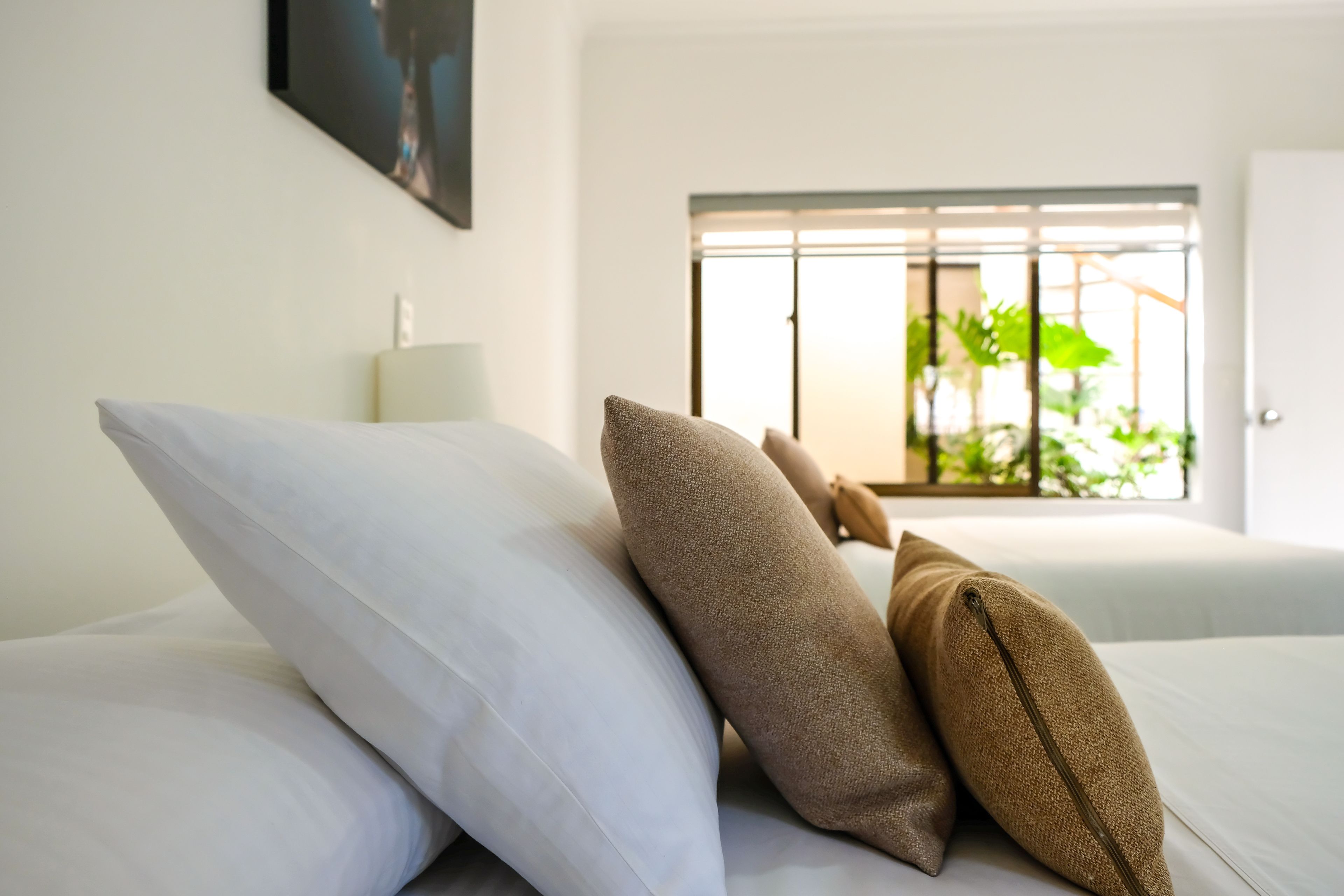 deluxe double room, 2 double beds, non smoking, garden area | garden view