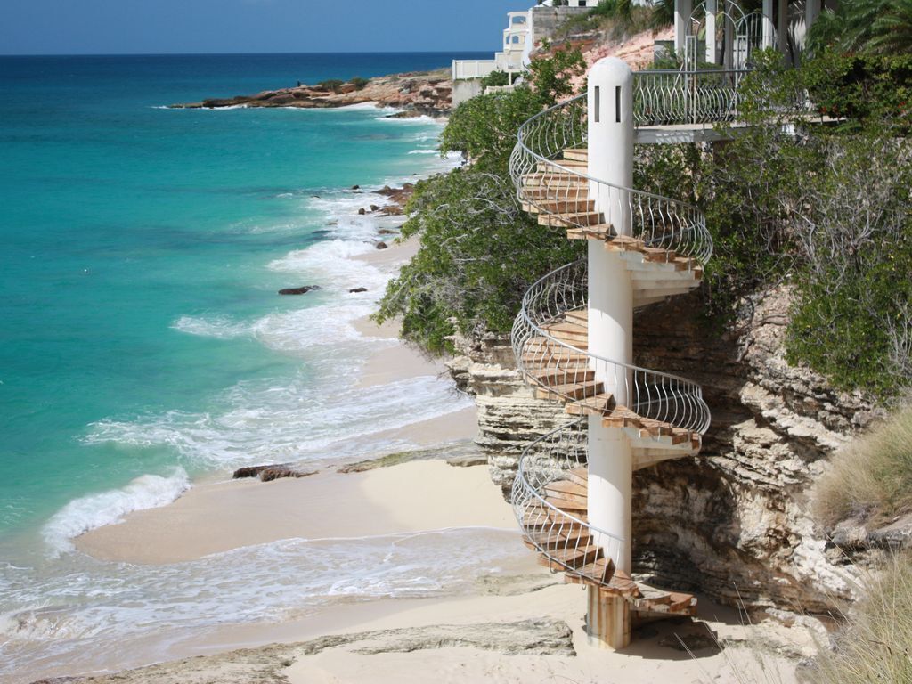 On the beach, sun-loungers, beach towels