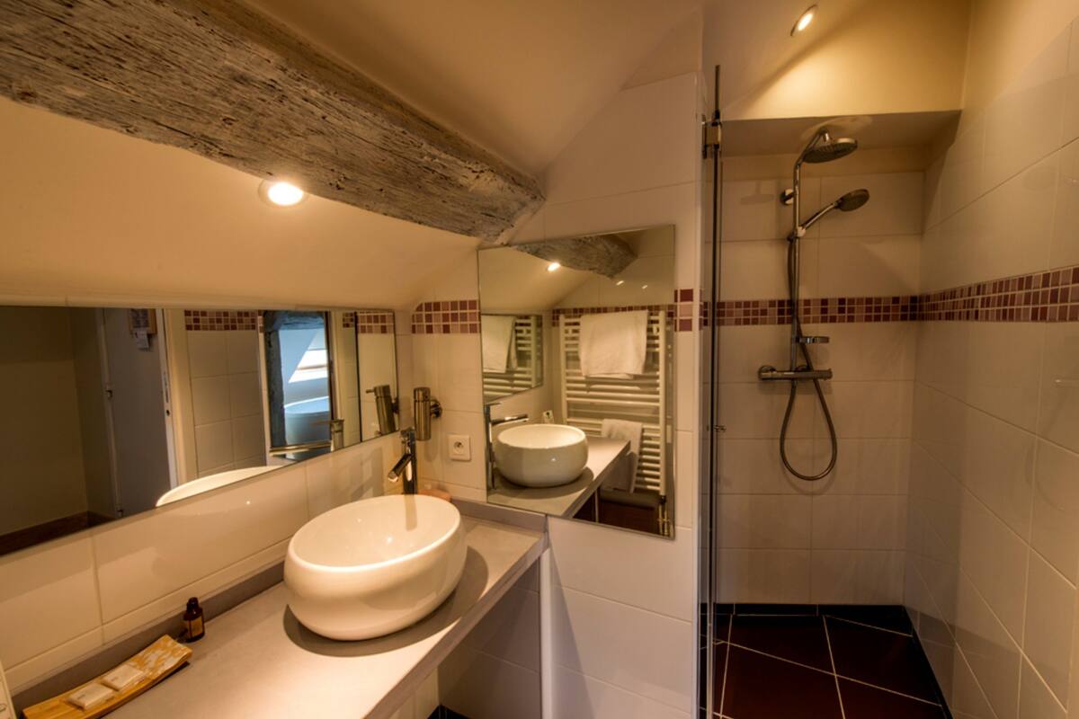 superior double room, 1 king bed | bathroom shower