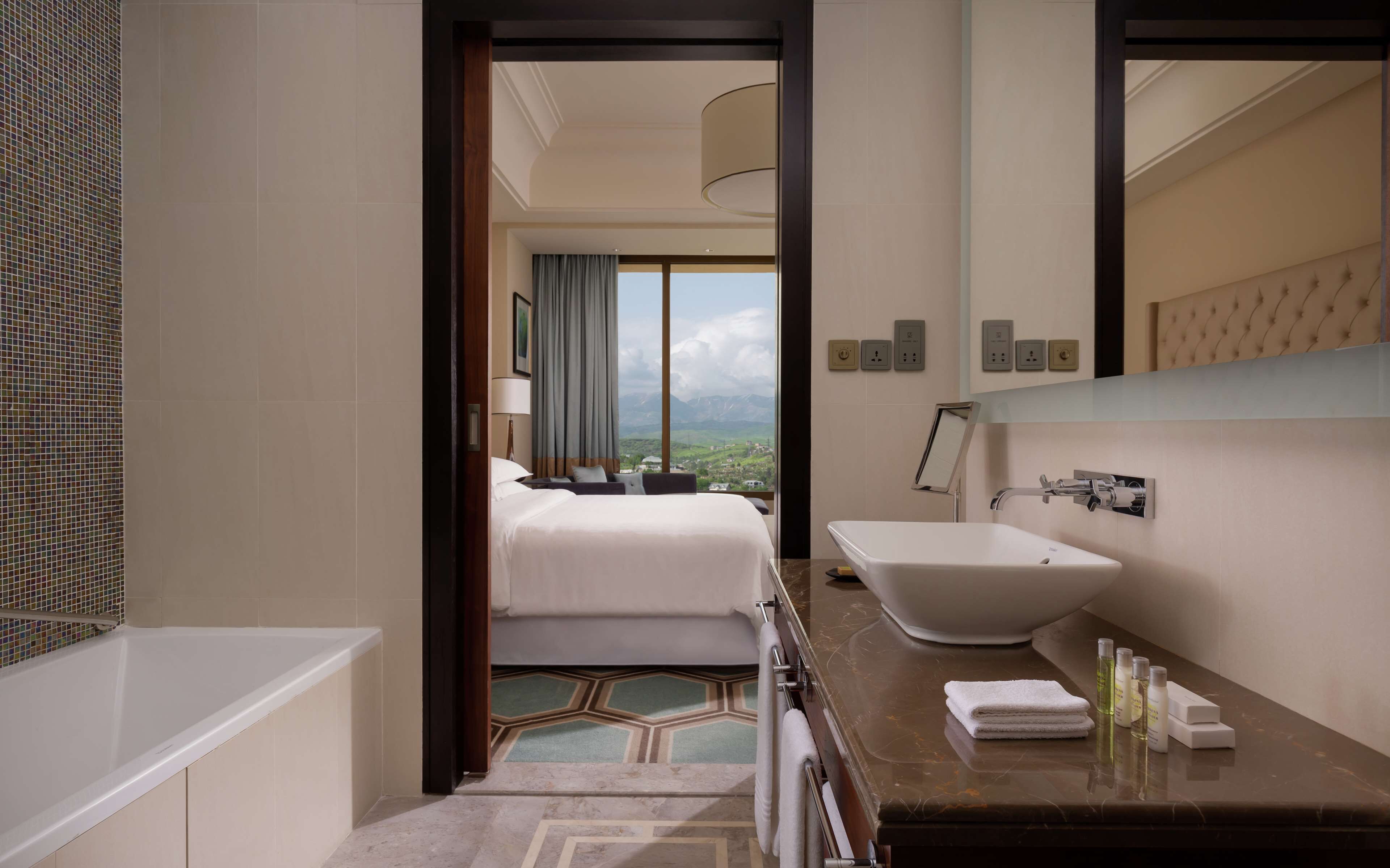 bathrobes, slippers, towels