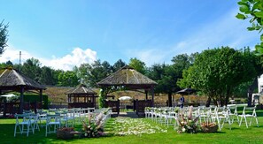 Outdoor banquet area