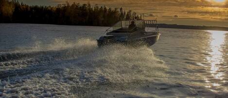 On the beach, scuba diving