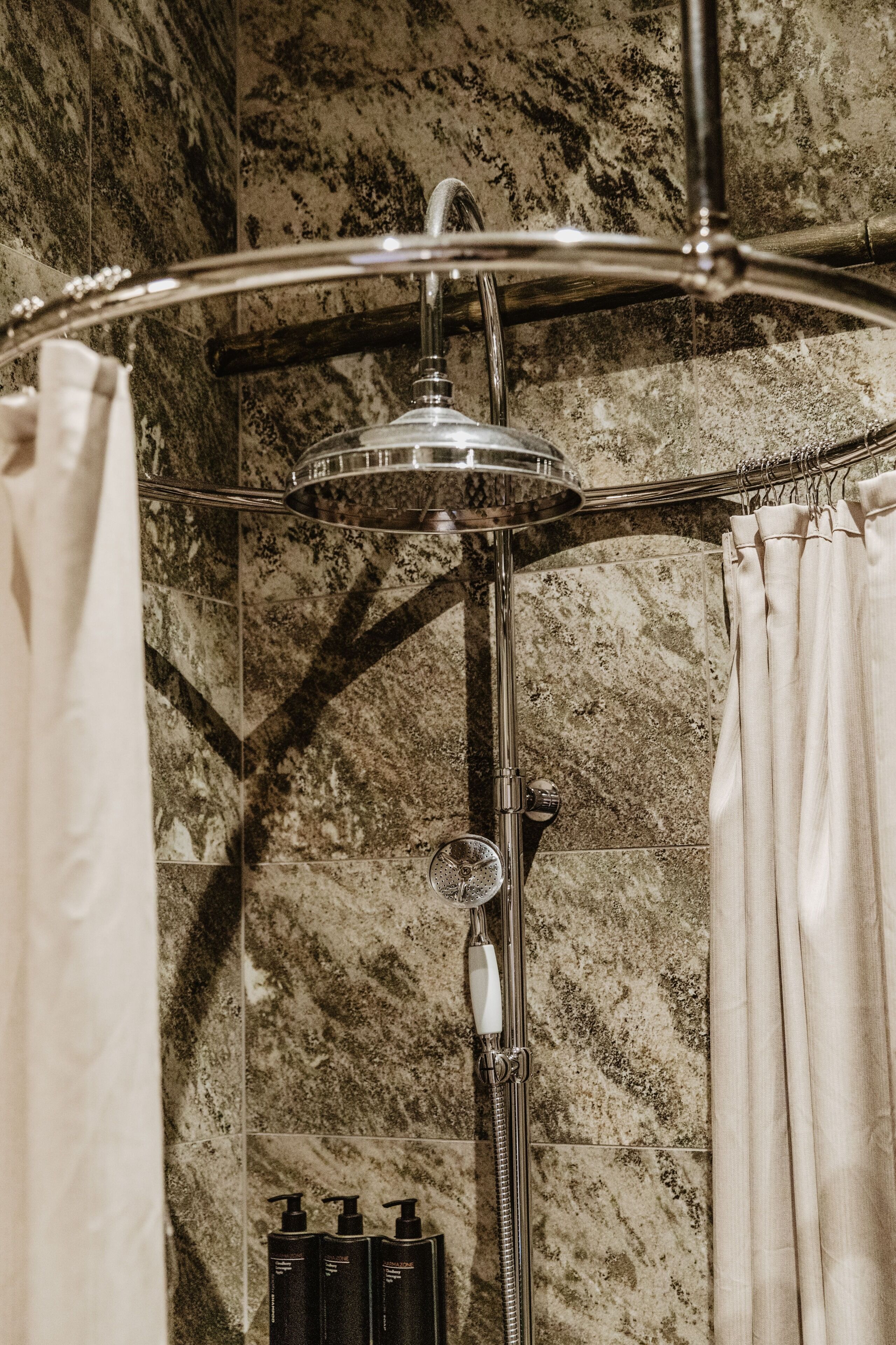 basic double room | bathroom | shower, rainfall showerhead, designer toiletries, hair dryer