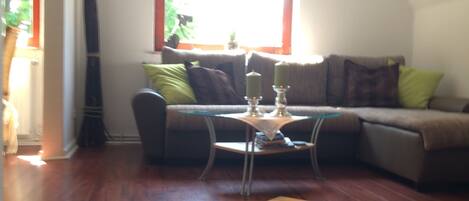 Huoneisto | Oleskelualue | 46–tuumainen taulutelevisio, jossa kaapelikanavat