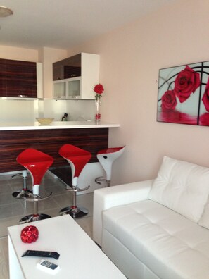 Apartment, 1 Bedroom, Kitchen | Living area