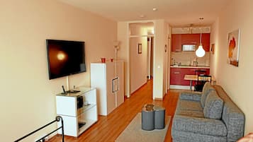 Apartment, 1 Bedroom, Non Smoking, Kitchenette | Ruang tamu | 107 cm televisyen skrin rata dengan kabel, TV, pemain DVD