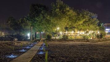 Private beach, sun-loungers, beach umbrellas