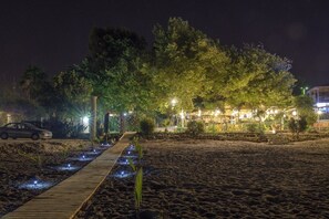 Private beach, sun loungers, beach umbrellas