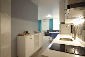 Apartment, 1 Bedroom | Private kitchen | Fridge, oven, stovetop, electric kettle - KNJZ Seaview Apartment (Batumi)