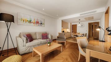 Luxury Apartment, 1 Bedroom, Balcony, Ocean View | Living area | Flat-screen TV