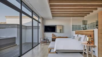 套房, 1 張特大雙人床, 熱水浴缸 (Aqua Suite, Private Terrace) | 埃及棉床單、高級寢具、羽絨被、舒適加層