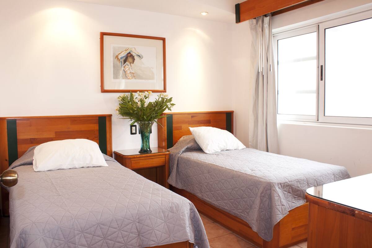 Habitación económica con 2 camas individuales, 2 camas individuales, baño privado | Caja de seguridad en la habitación, escritorio y wifi gratis