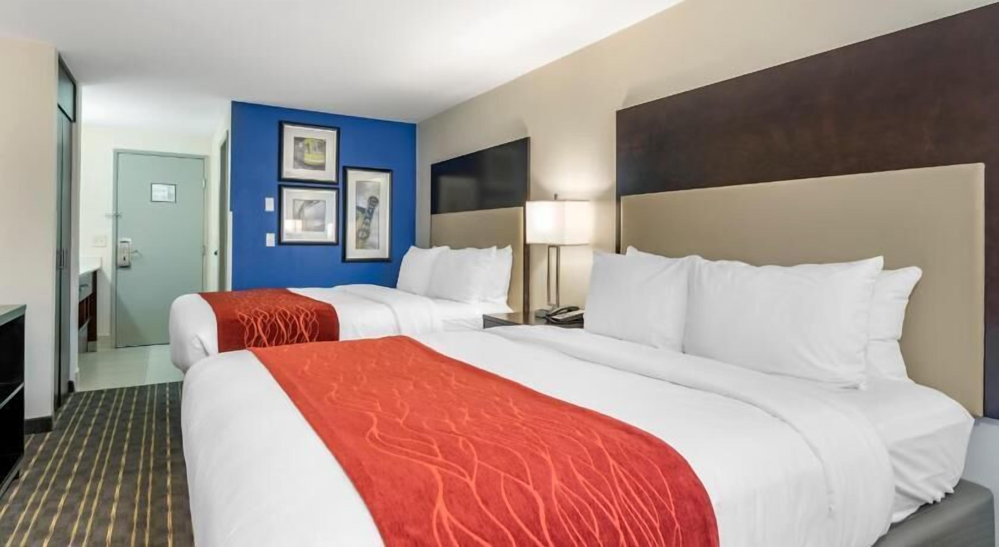 Premium bedding, pillowtop beds, blackout drapes, iron/ironing board