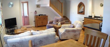 Televisión, reproductor de DVD y libros