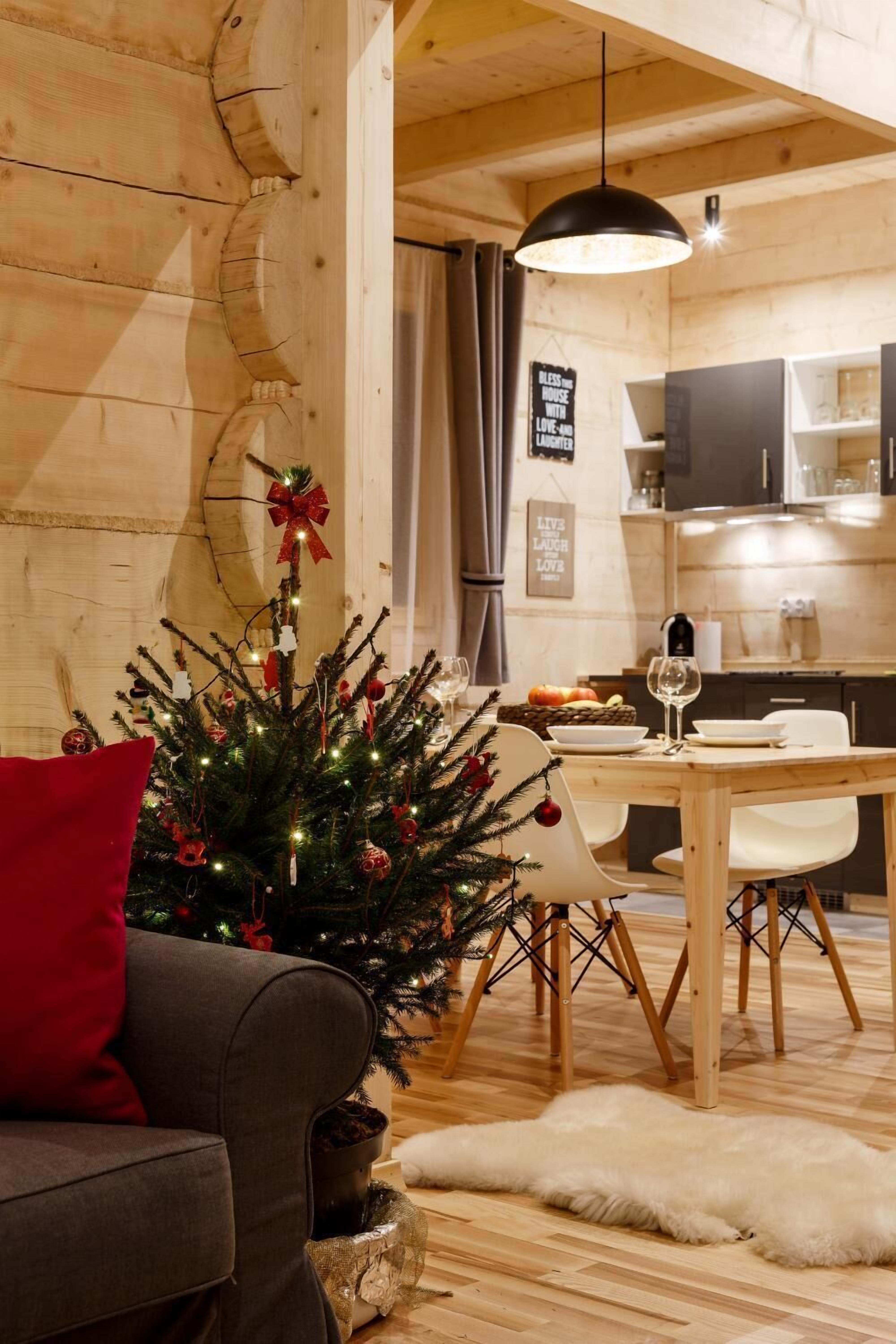 Flat-screen TV, fireplace