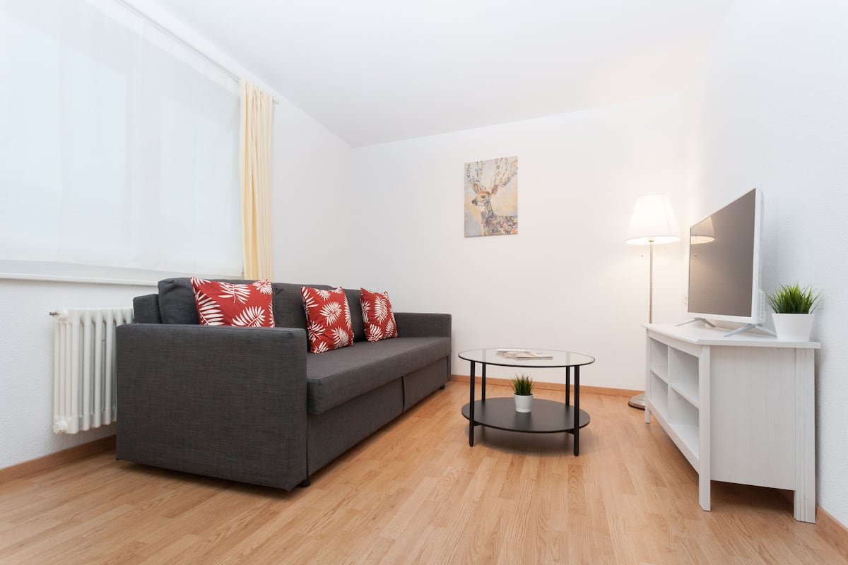 Appartement classique | Salle de séjour | Téléviseur à DEL de 43 po avec télévision par cùble, téléviseur