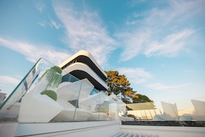 Angular architecture meets sleek design in this contemporary building.