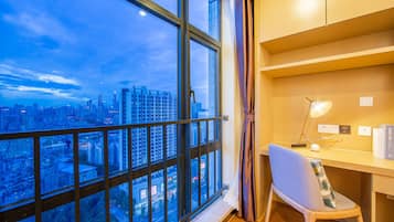 Individually decorated, individually furnished, desk, blackout curtains