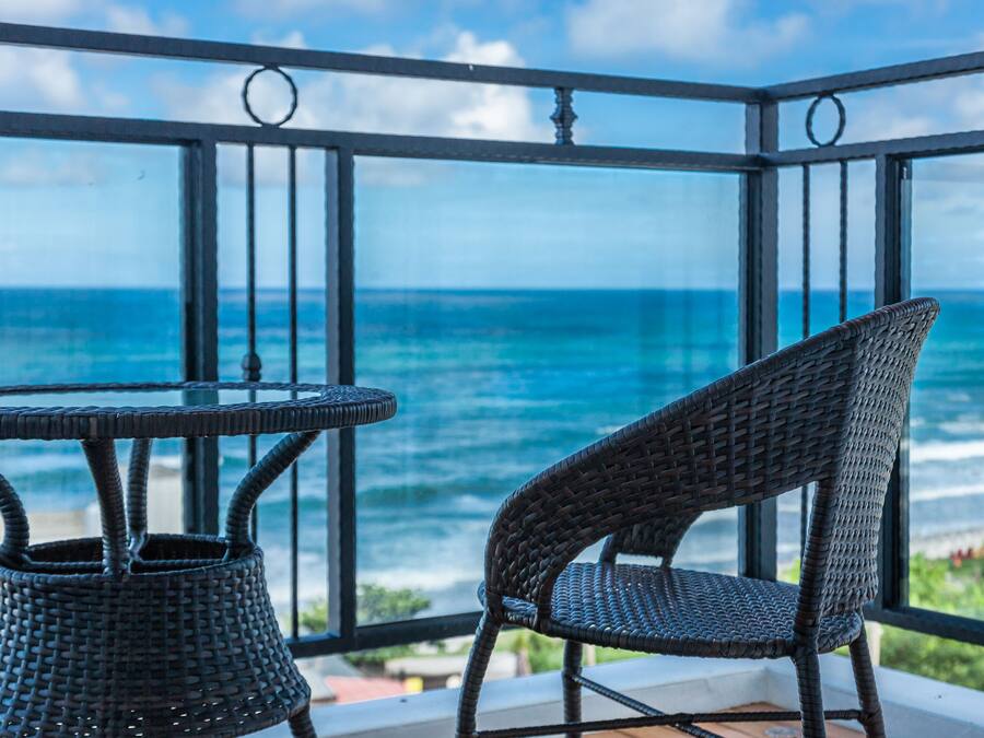 Panoramic Quadruple Room, 2 Double Beds, Accessible, Ocean View | Balcony view