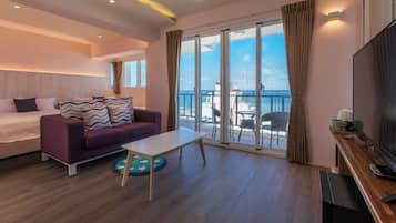 Habitación cuádruple panorámica, 2 camas matrimoniales, con acceso para personas discapacitadas | Cortinas blackout, wifi gratis y ropa de cama